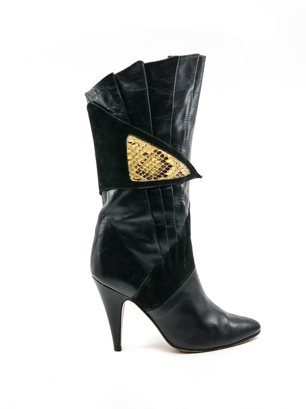 Pleat Detailed Leather Ankle Boots Accessory arcadeshops.com