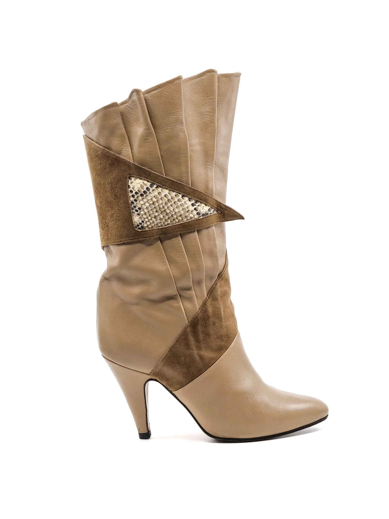 Pleat Detailed Leather Ankle Boots Accessory arcadeshops.com