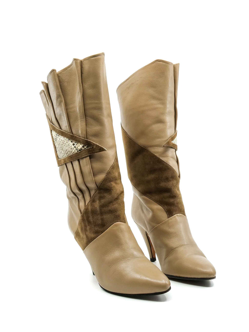 Pleat Detailed Leather Ankle Boots Accessory arcadeshops.com