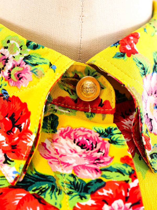 Gianni Versace Floral Printed Silk Blouse Top arcadeshops.com