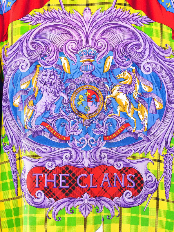 Gianni Versace Neon Plaid Silk Shirt Top arcadeshops.com