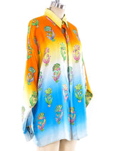 Versace Istante Floral Ombre Silk Shirt Top arcadeshops.com