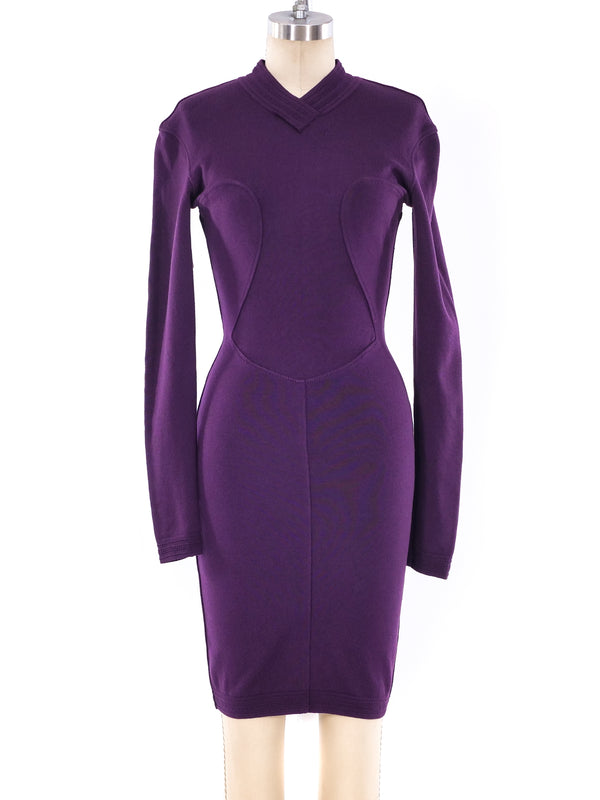 Alaia Plum Knit Bodycon Dress Dress arcadeshops.com