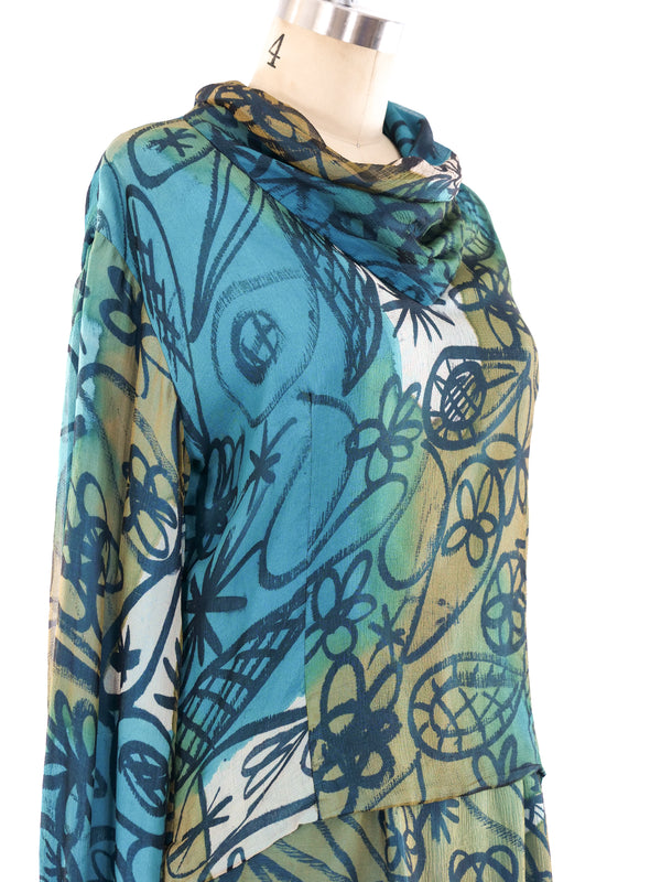 Pierre Cardin Abstract Printed Skirt Ensemble Suit arcadeshops.com