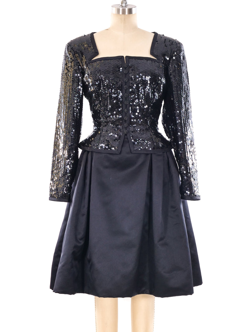 Travilla Sequin Embellished Peplum Dress Dress arcadeshops.com