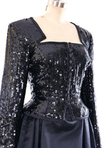 Travilla Sequin Embellished Peplum Dress Dress arcadeshops.com