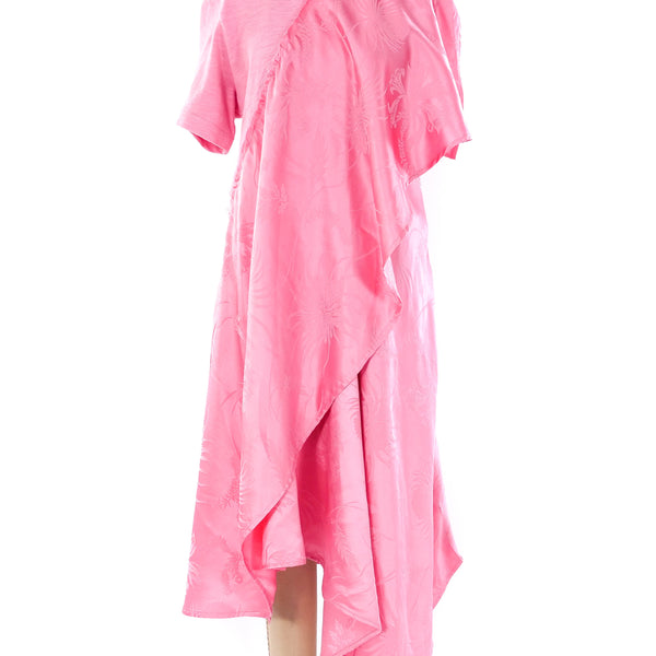 jw anderson pink dress JW Anderson  Womens Knotted Waist Longline Dress in pink., Inspired by an  archive show piece, this fluid crinkle silk dress features a refined, easy  fit with a signature front knot detail creating