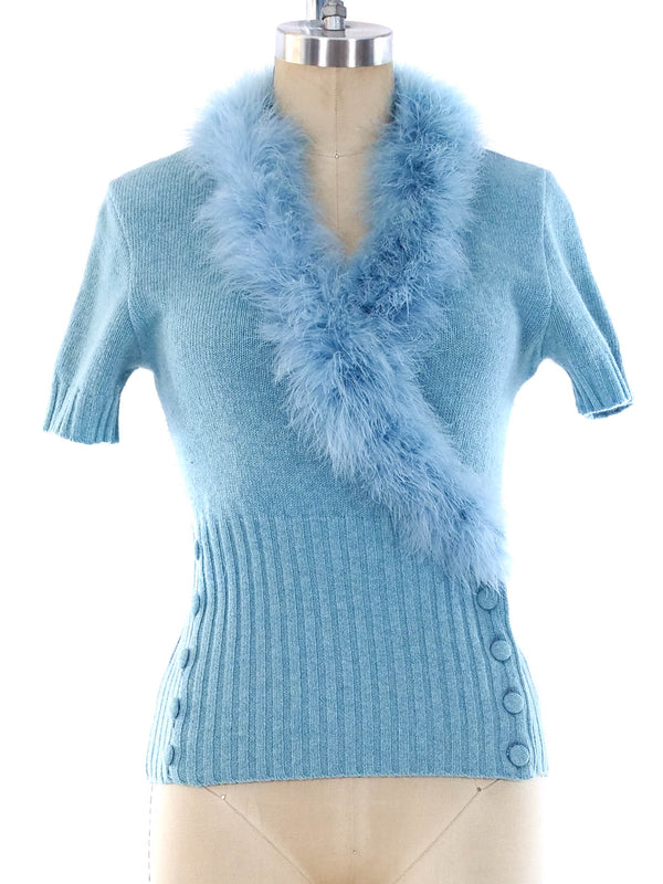 Dolce and Gabbana Marabou Feather Trimmed Top Top arcadeshops.com