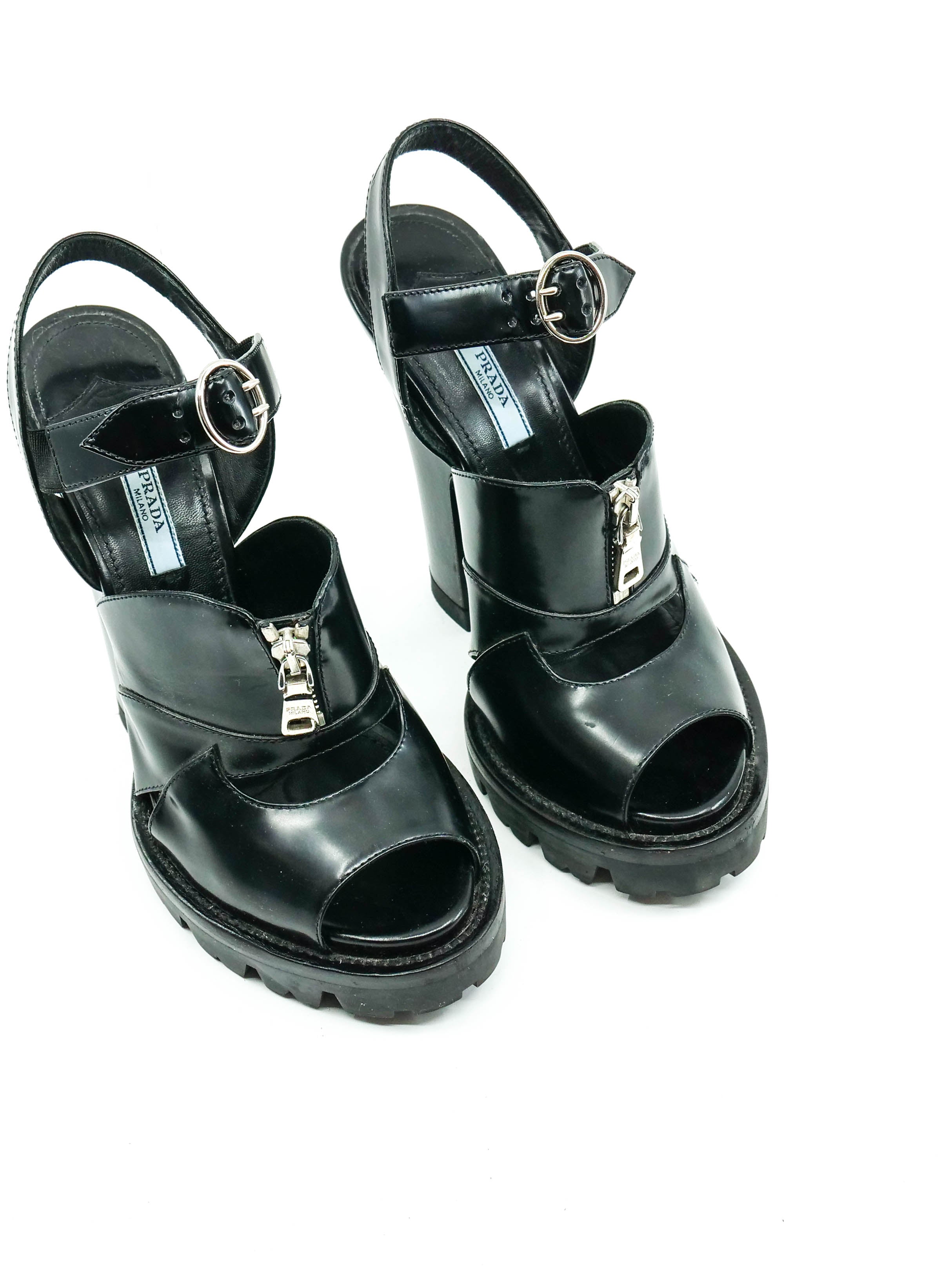 Prada Lug Sole Leather Sandals