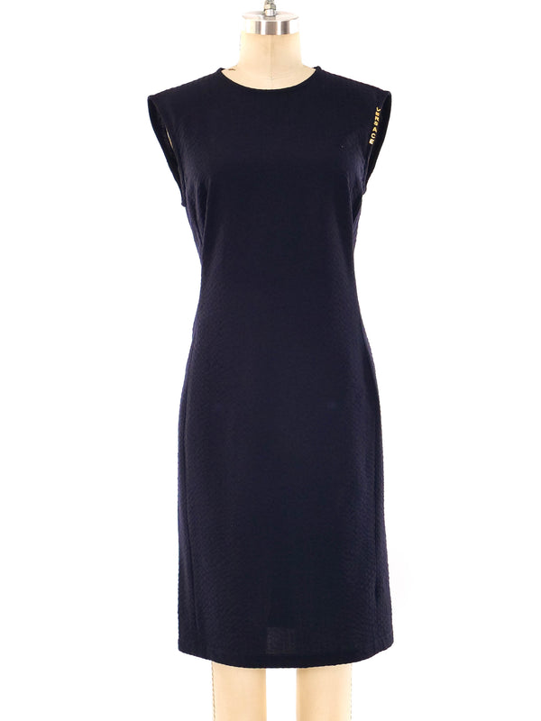 Gianni Versace Navy Crepe Shift Dress Dress arcadeshops.com