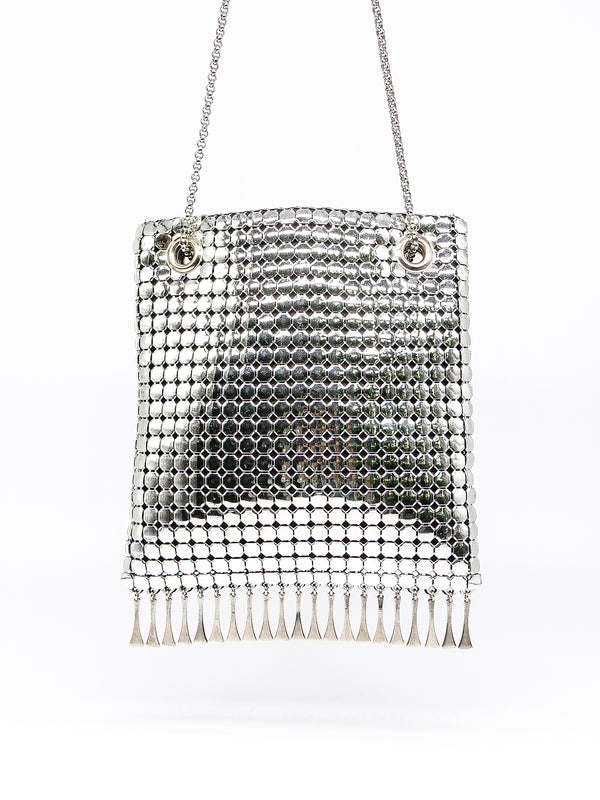 Whiting and Davis Silver Metal Mesh Fringed Bag Accessory arcadeshops.com