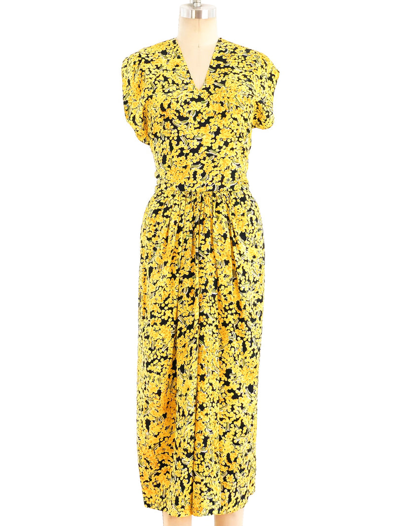 Yellow Floral Dress Ensemble Suit arcadeshops.com
