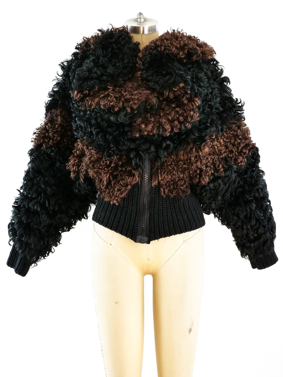 Zandra Rhodes Curly Lamb Bomber Jacket