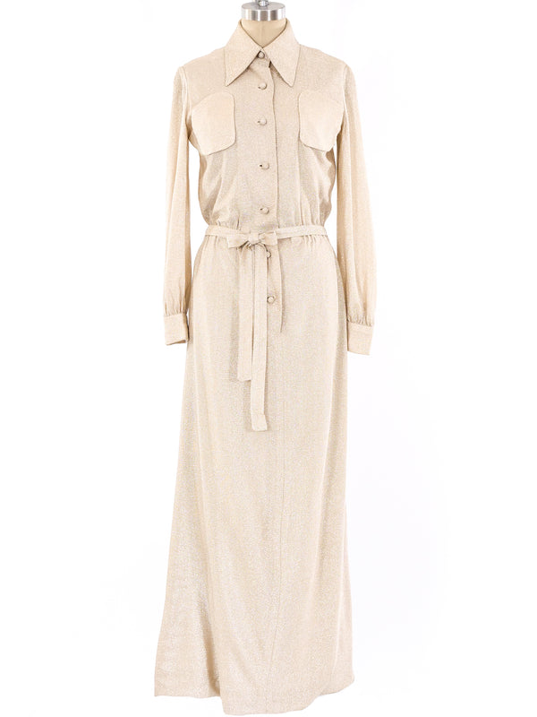 Geoffrey Beene Champagne Lurex Shirt Dress Dress arcadeshops.com