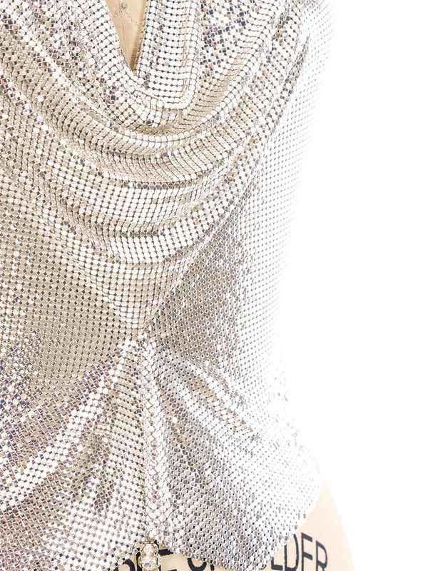 Tassel Embellished Chainmail Halter Top Top arcadeshops.com