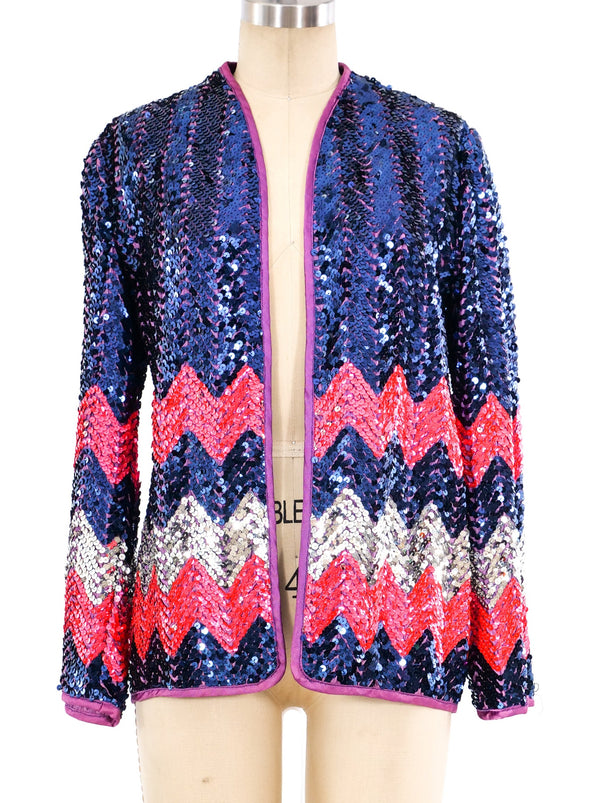 Chevron Sequined Jacket Jacket arcadeshops.com