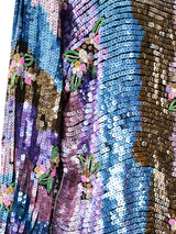 Sequin and Bead Embellished Floral Top Top arcadeshops.com