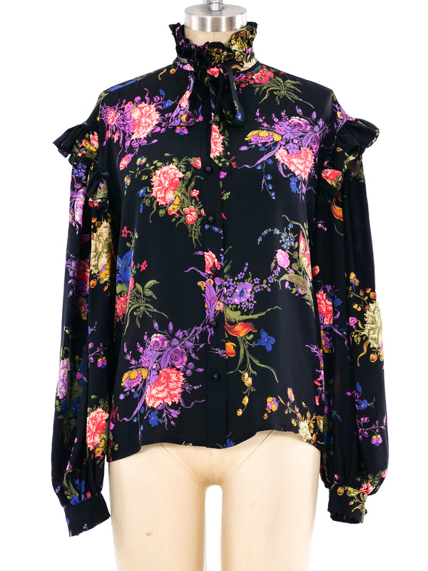 Ungaro Floral Ruffle Top Top arcadeshops.com