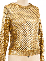 Metallic Gold Sequin Embellished Sweater Top arcadeshops.com