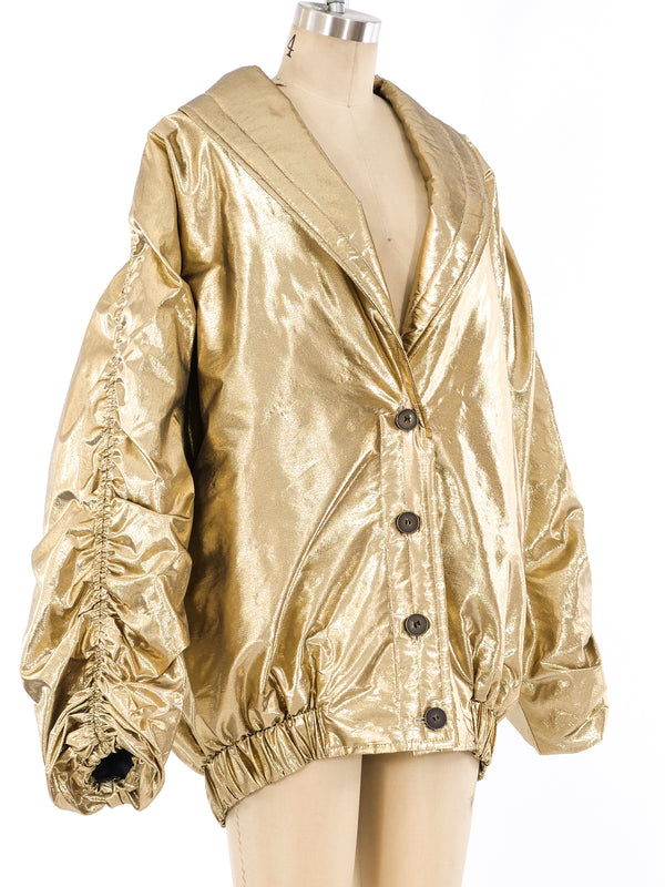 Metallic Gold Puffer Jacket Jacket arcadeshops.com