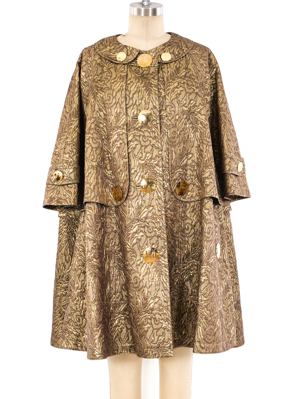 Burberry Gold Brocade Swing Coat Outerwear arcadeshops.com