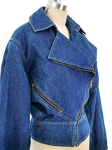 Alaia Cropped Denim Motorcycle Jacket Jacket arcadeshops.com