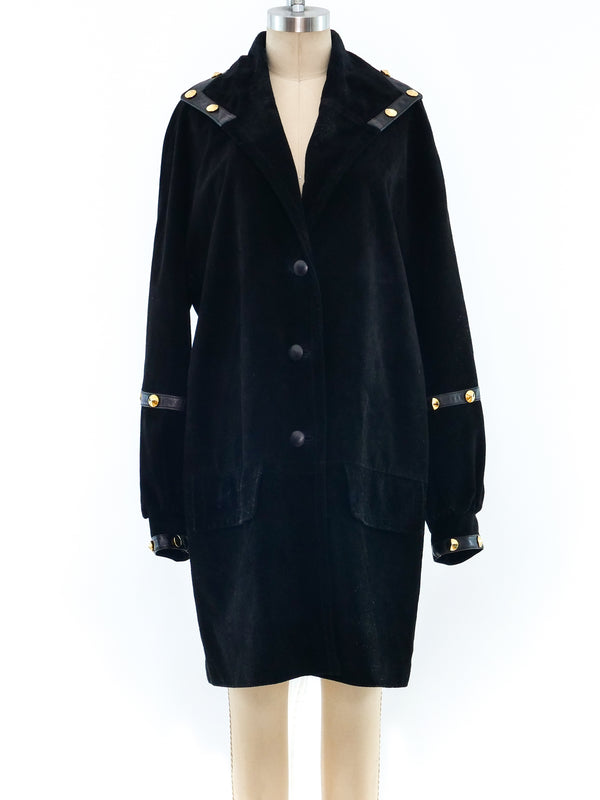 Balenciaga Stud Trimmed Suede Coat Outerwear arcadeshops.com