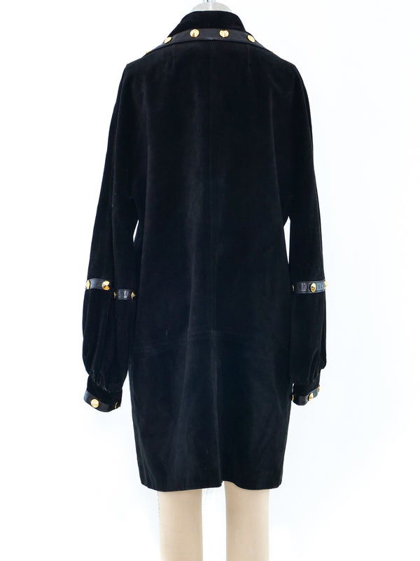 Balenciaga Stud Trimmed Suede Coat Outerwear arcadeshops.com