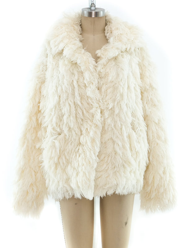 Ivory Yarn Shag Jacket Jacket arcadeshops.com