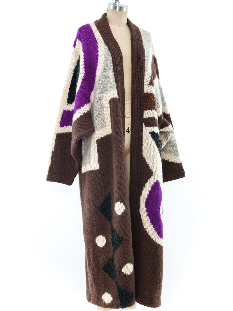 Geometric Pattern Maxi Cardigan Jacket arcadeshops.com