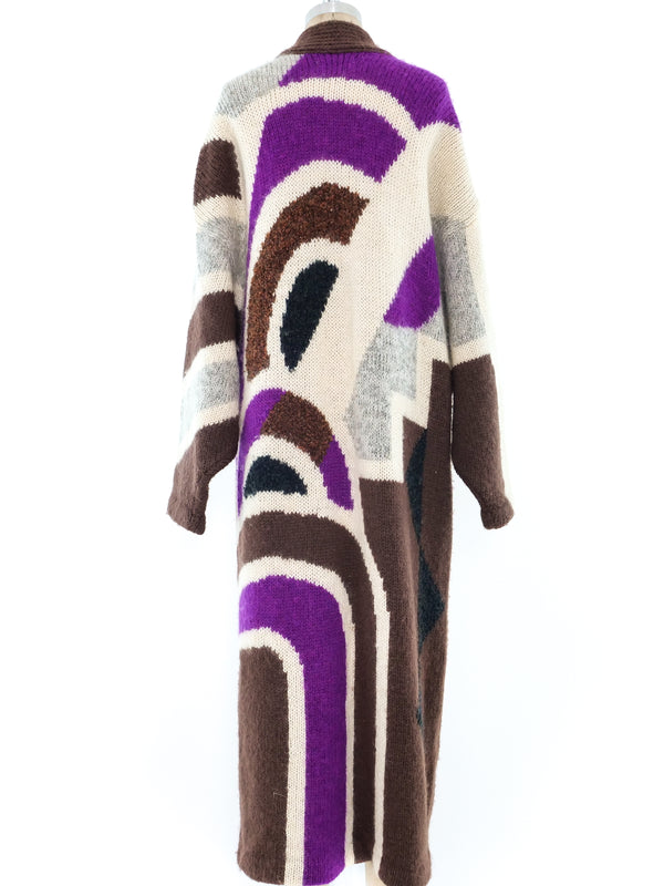 Geometric Pattern Maxi Cardigan Jacket arcadeshops.com
