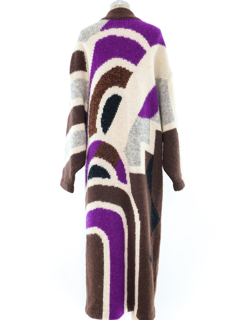 Geometric Pattern Maxi Cardigan Jacket arcadeshops.com