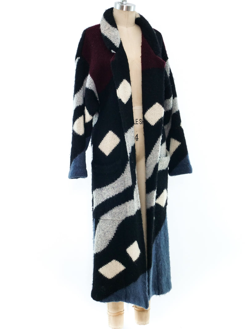 Geometric Pattern Maxi Cardigan Jacket arcadeshops.com