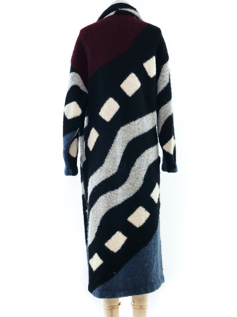 Geometric Pattern Maxi Cardigan Jacket arcadeshops.com
