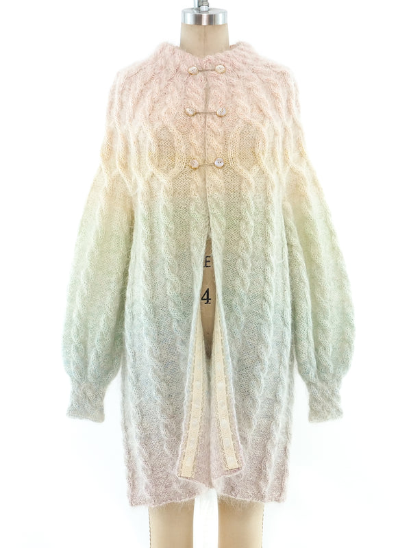 Cable Knit Ombre Pastel Cardigan Jacket arcadeshops.com