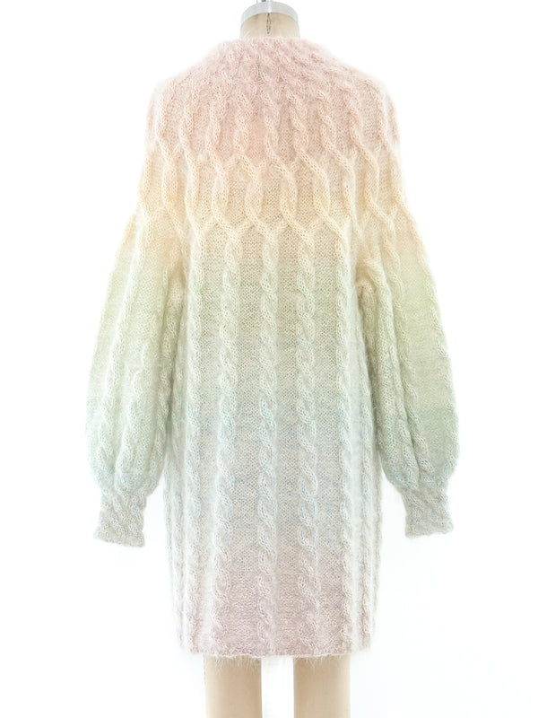 Cable Knit Ombre Pastel Cardigan Jacket arcadeshops.com