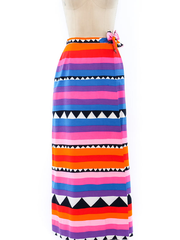 Rainbow Striped Wrap Skirt Bottom arcadeshops.com