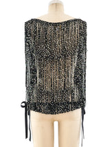 Glitter Embellished Fringe Top Top arcadeshops.com