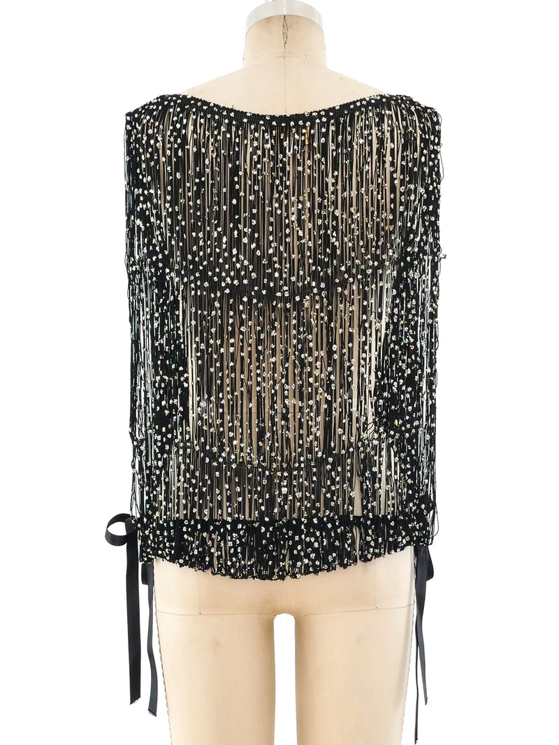 Glitter Embellished Fringe Top Top arcadeshops.com