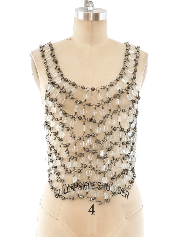 Glass Bead Embellished Chain Top Top arcadeshops.com