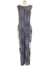 Issey Miyake Striped Plisse Pleated Jumpsuit Suit arcadeshops.com