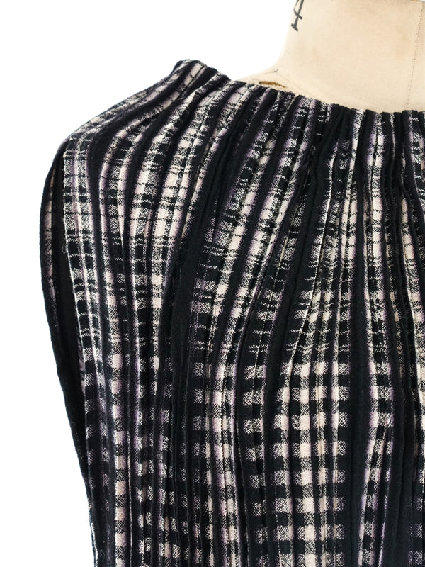 Issey Miyake Plaid Plisse Pleated Tube Dress Dress arcadeshops.com