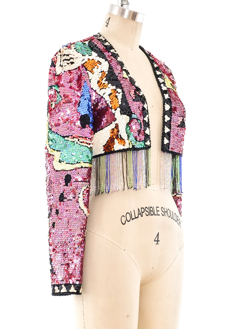 Fringed Cropped Sequin Jacket Jacket arcadeshops.com