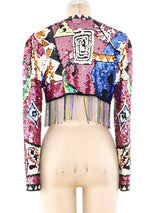 Fringed Cropped Sequin Jacket Jacket arcadeshops.com
