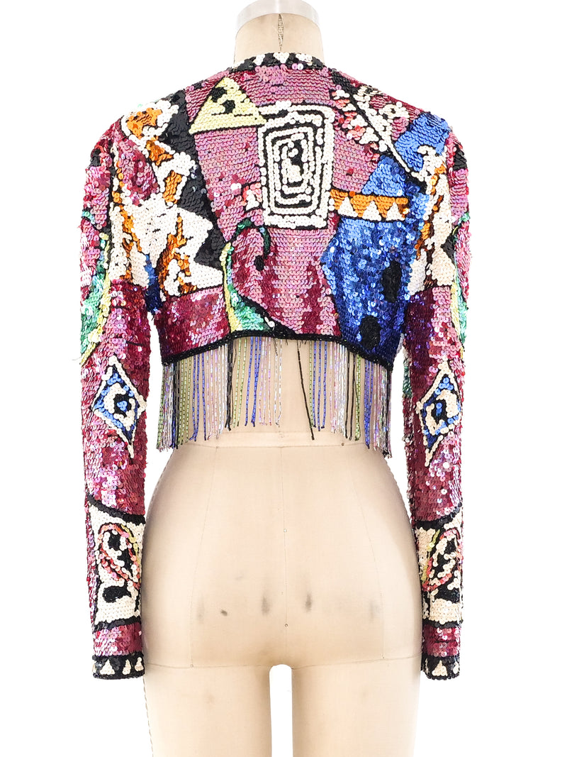 Fringed Cropped Sequin Jacket Jacket arcadeshops.com