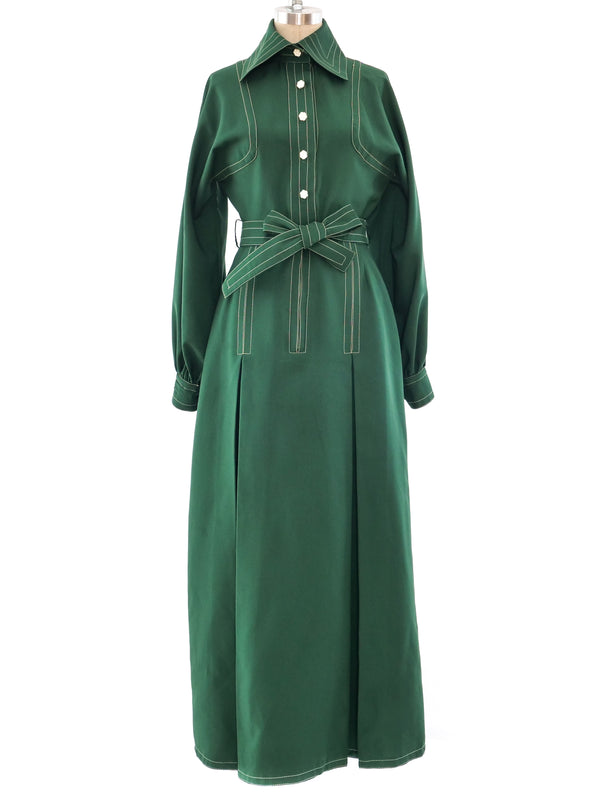 Jean Varon Forest Green Belted Maxi Dress Dress arcadeshops.com