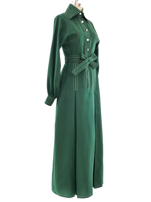 Jean Varon Forest Green Belted Maxi Dress Dress arcadeshops.com