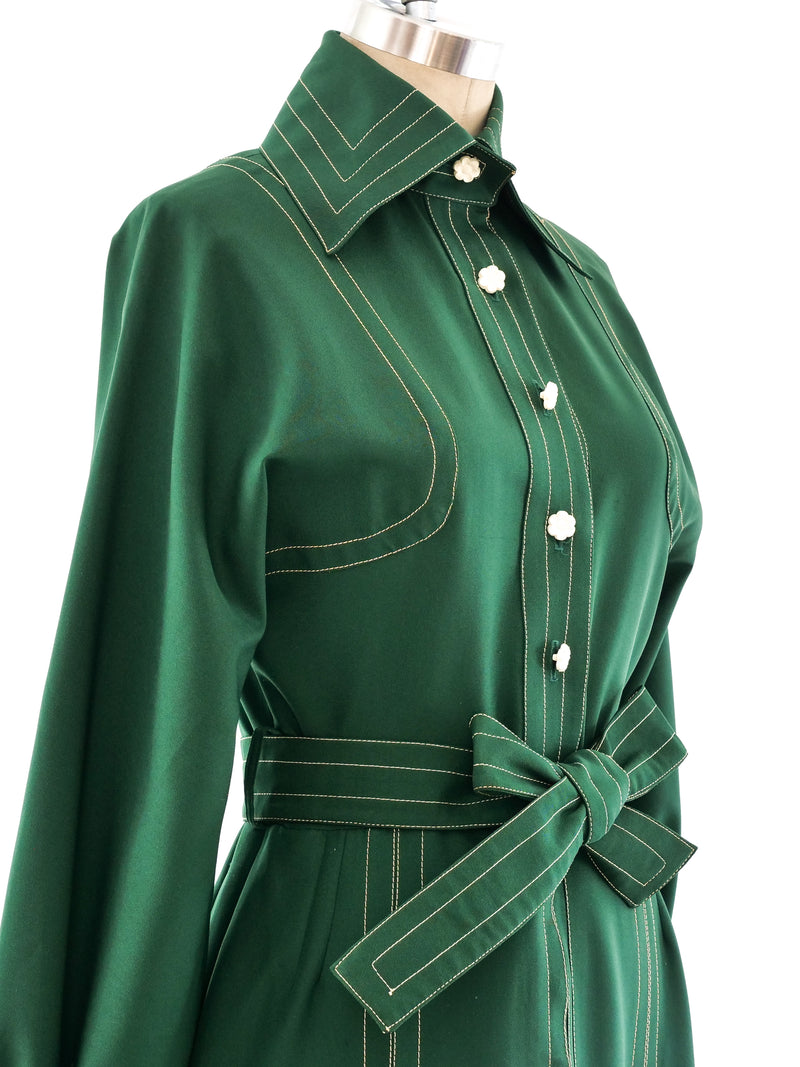 Jean Varon Forest Green Belted Maxi Dress Dress arcadeshops.com