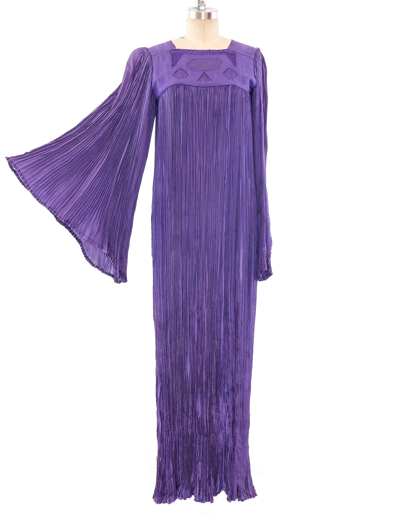 peasant dress purple Pleated Peasant Dress