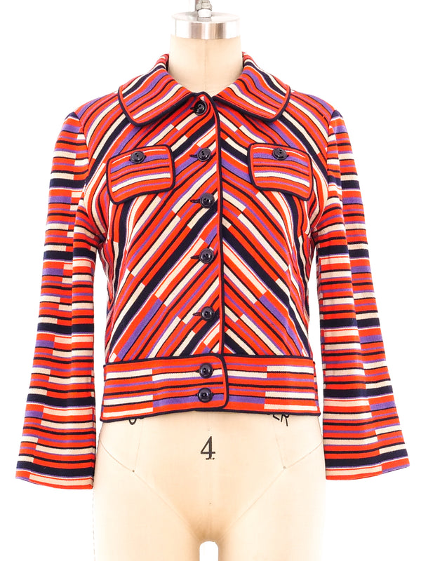 Striped Wool Cropped Jacket Jacket arcadeshops.com